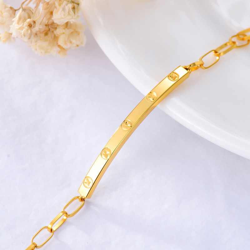 10K White Gold Bar Charm Bracelet-4