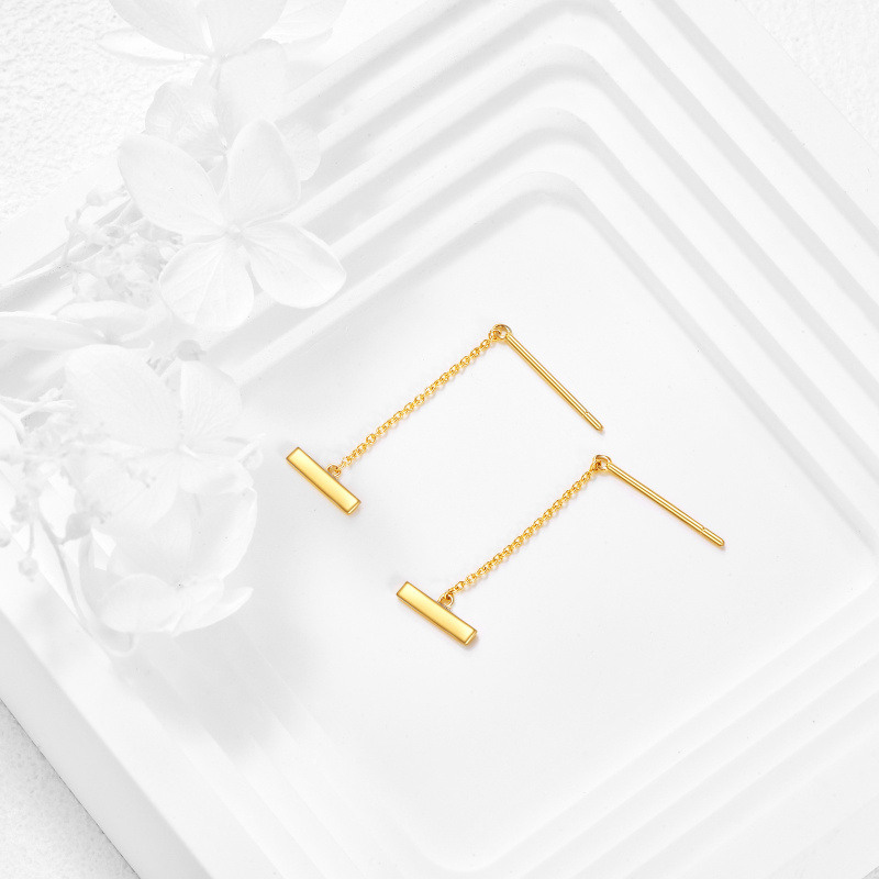 14K Gold Bar Drop Earrings-3