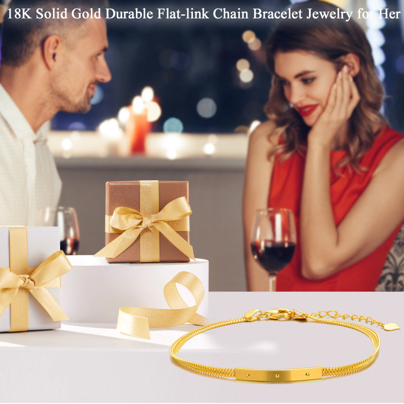 10K Gold Bar Identification Bracelet for Women-6