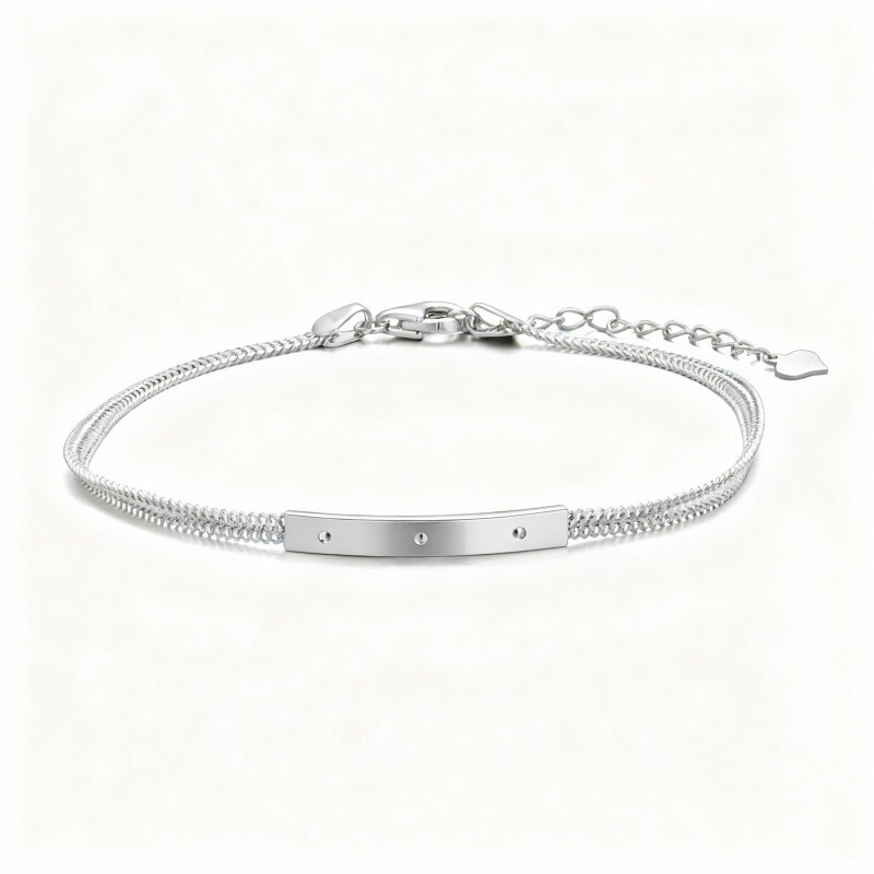 10K White Gold Bar Identification Bracelet-1