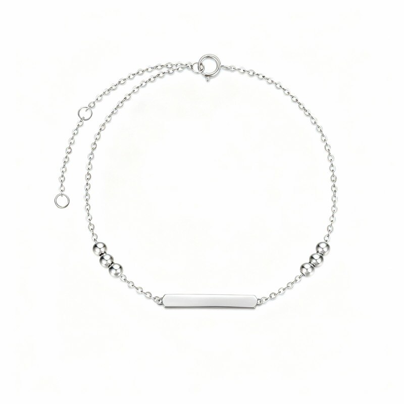 Pulsera de identificación con barra de oro blanco de 10 quilates-19