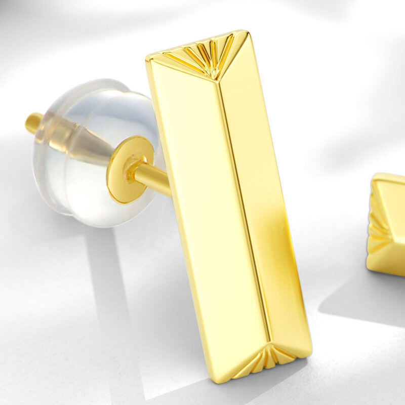 14K White Gold Bar Stud Earrings-4