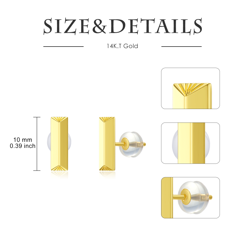 14K White Gold Bar Stud Earrings-5