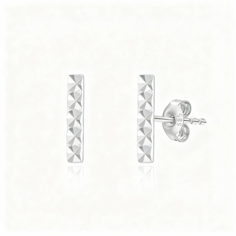 Boucles d'oreilles puces en or blanc 14 carats-1