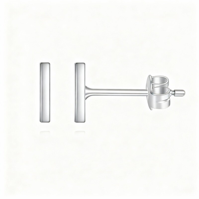Pendientes de barra de oro blanco de 14 quilates-1