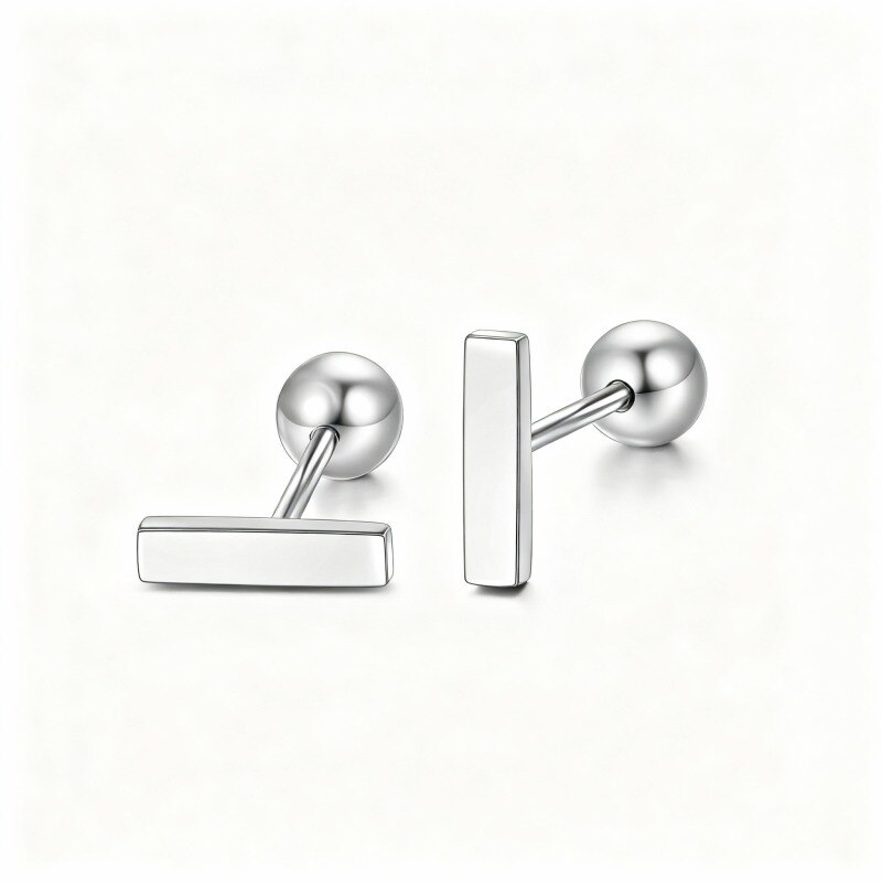 Boucles d'oreilles puces en or blanc 18 carats-1