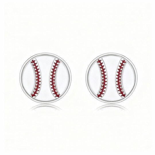 Baseball-Ohrstecker aus 10-karätigem Weißgold