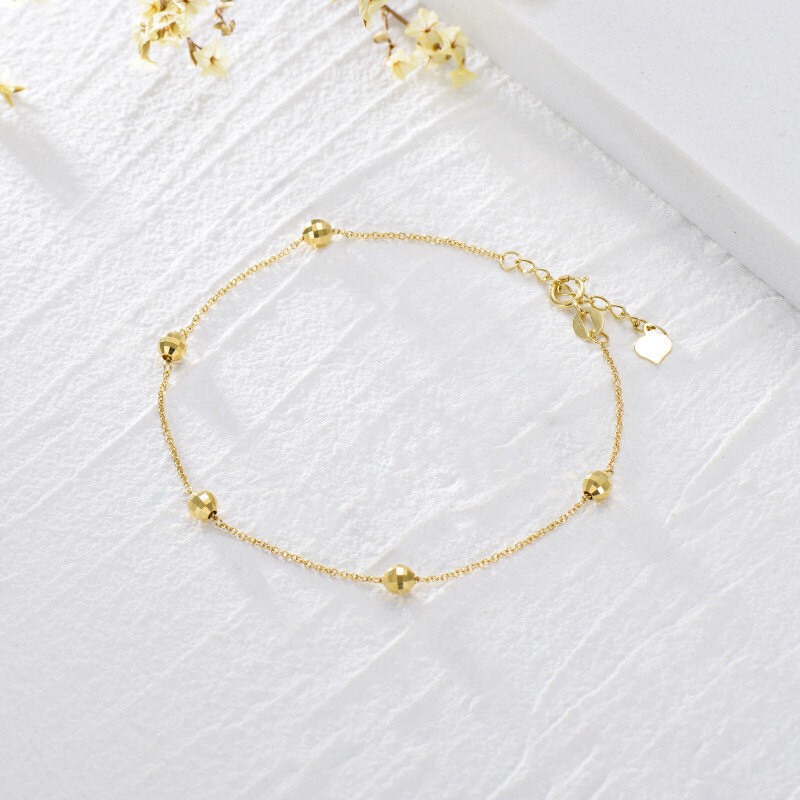 18K Rose Gold Bead Bead Station Chain Bracelet-3