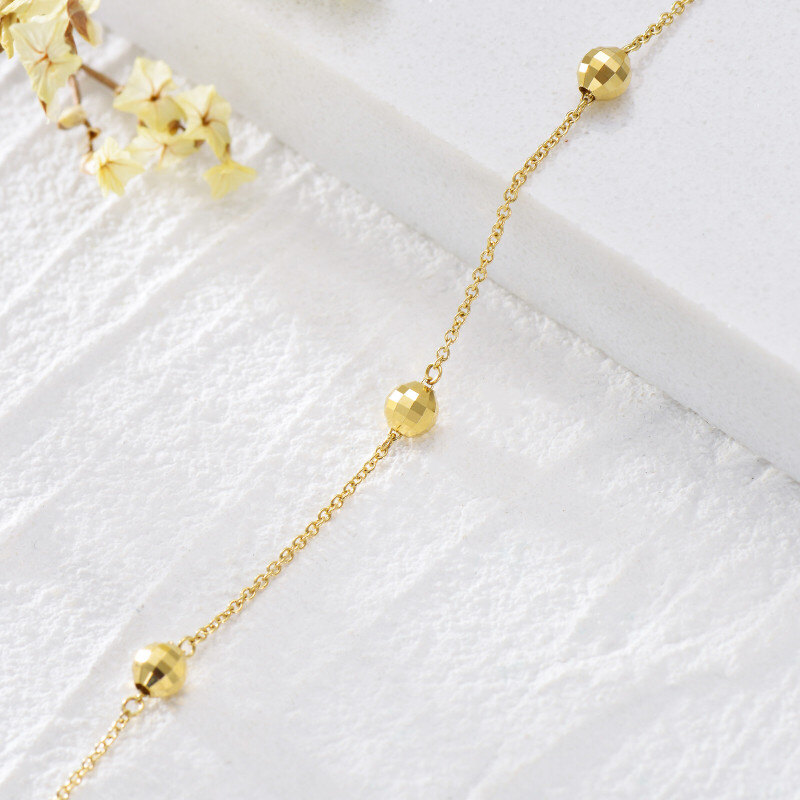 18K Rose Gold Bead Bead Station Chain Bracelet-4