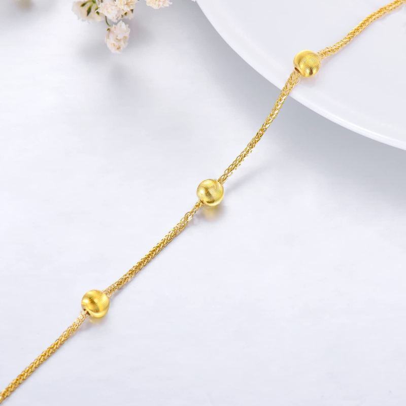 Pulsera de cadena con cuentas de oro de 10 quilates para mujer-4