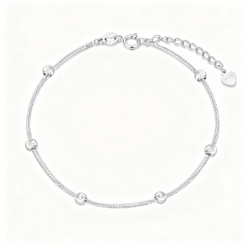 Bracelet à maillons en or blanc 10 carats avec perles-1