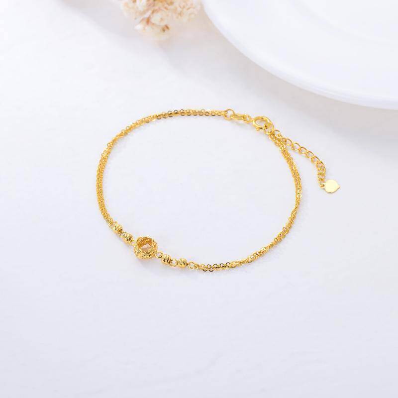 Pulsera de oro rosa de 18 quilates con cuentas y nudo celta en capas-3