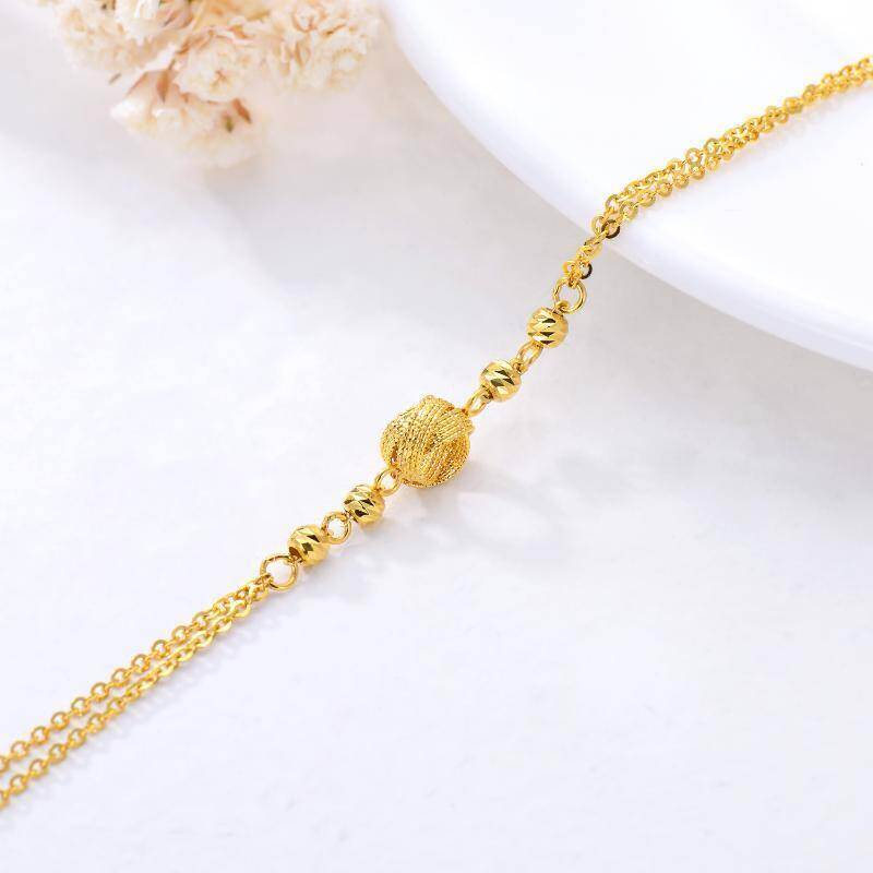Pulsera de oro rosa de 18 quilates con cuentas y nudo celta en capas-4