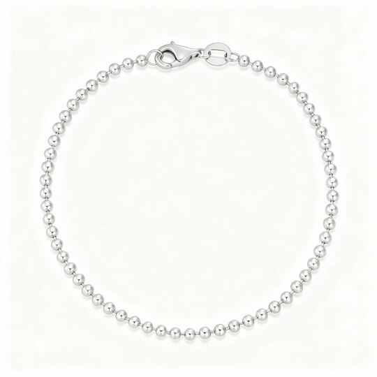 Bracelet à chaîne de perles en or blanc 10 carats