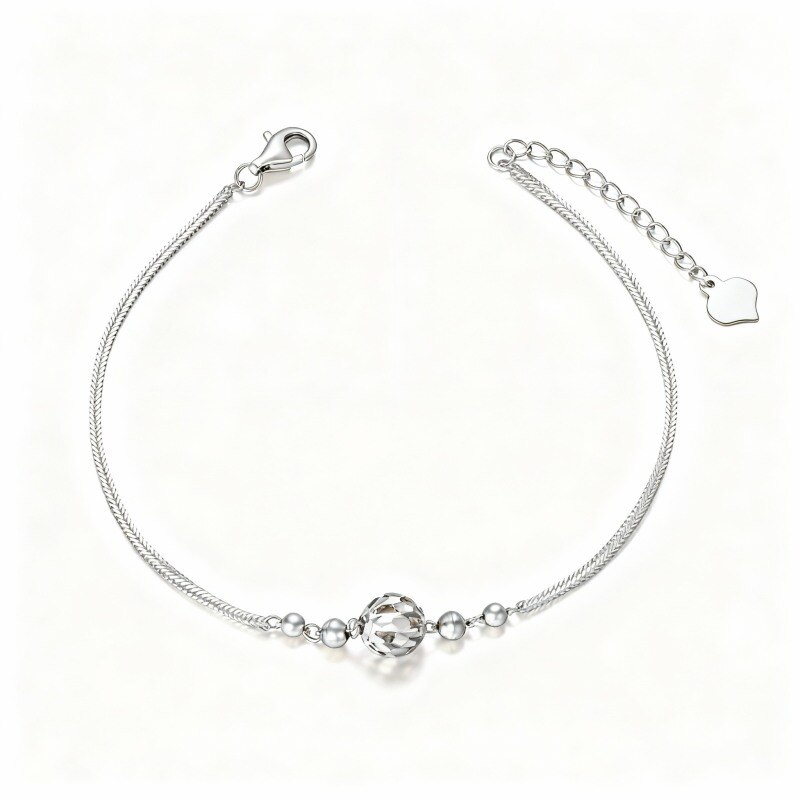 18K White Gold Bead Charm Bracelet-1