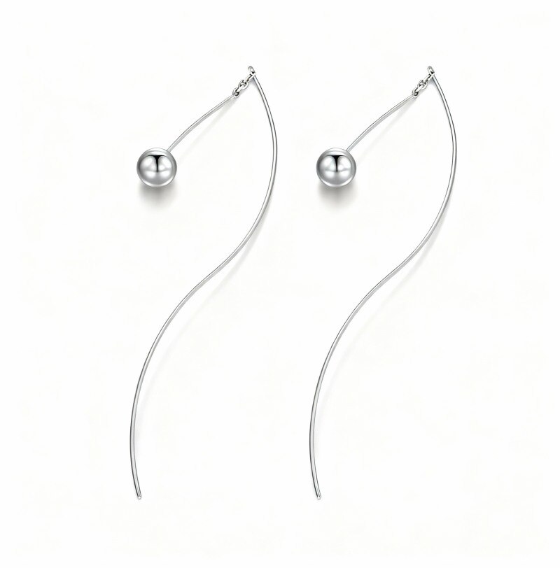 Brincos pendentes com contas em ouro branco 10K-1