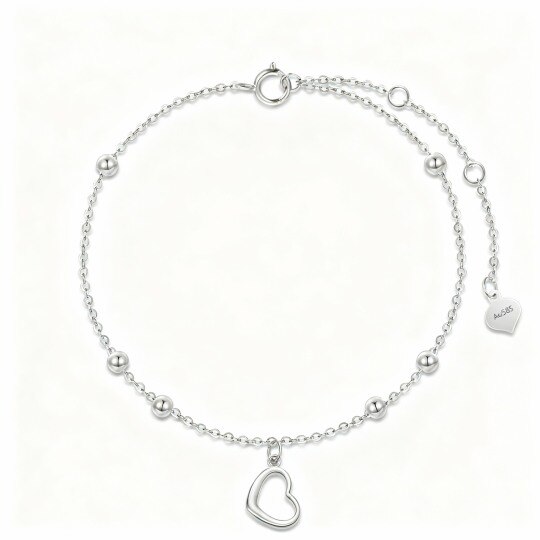 Armband aus 10-karätigem Weißgold mit Perle und Herzanhänger