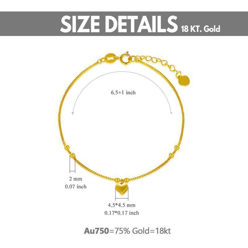 18K White Gold Bead & Heart Charm Bracelet-6