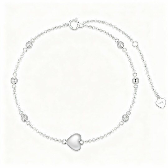 Bracelet en or blanc 10 carats avec perle et breloque en forme de cœur