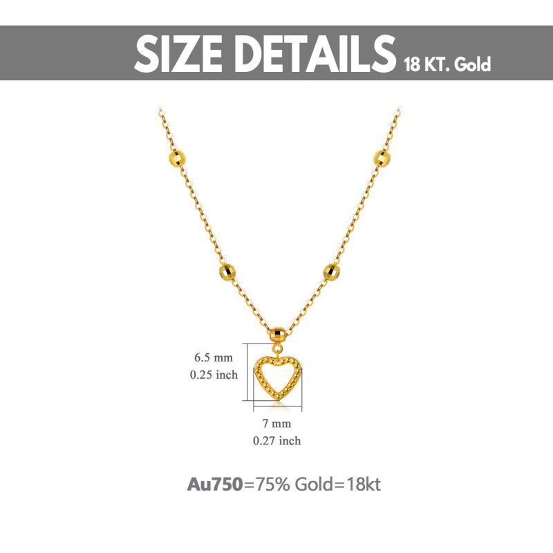 10K White Gold Bead & Heart Pendant Necklace-5