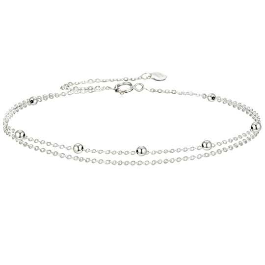 Pulsera de capas con cuentas de oro blanco de 18 quilates