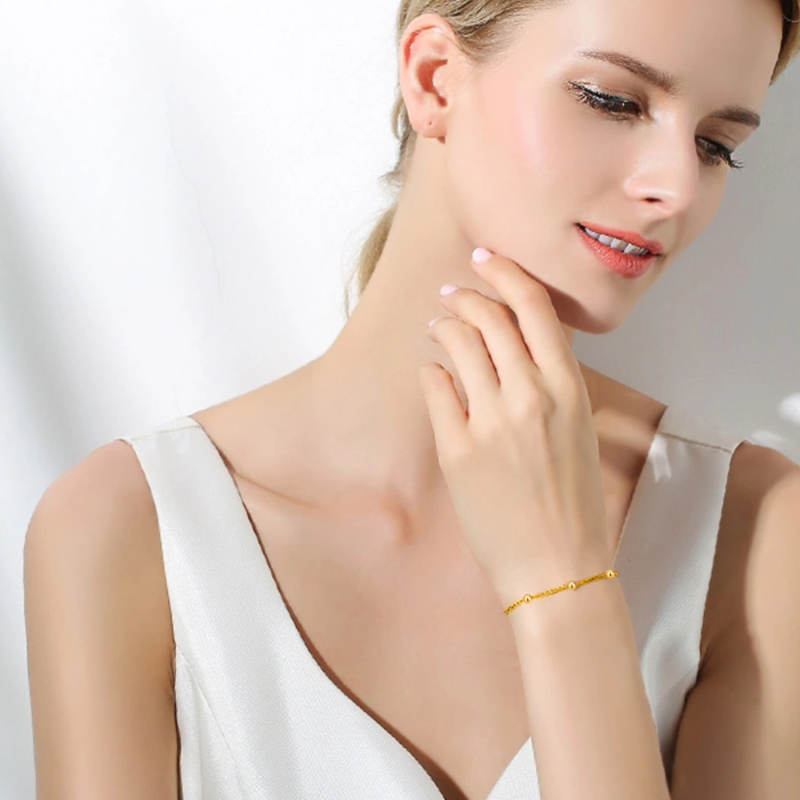 14-karätiges Goldperlenarmband für Damen-2