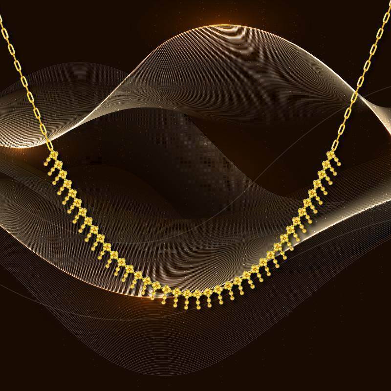 Naszyjnik choker z 14-karatowego złota z metalowymi koralikami-6