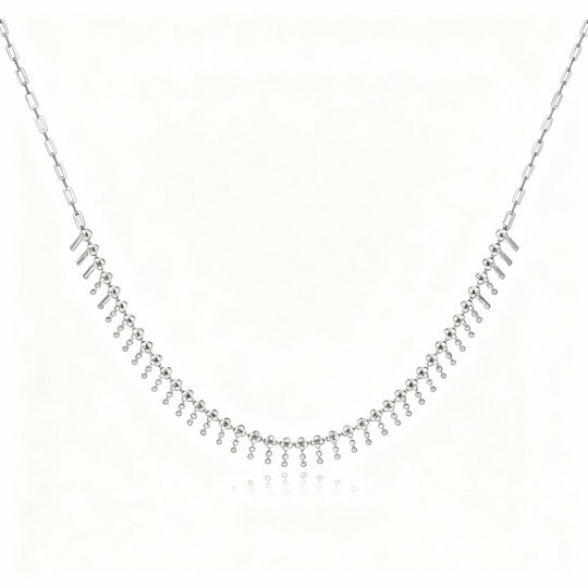 Collier ras du cou en métal et perles d'or blanc 10 carats