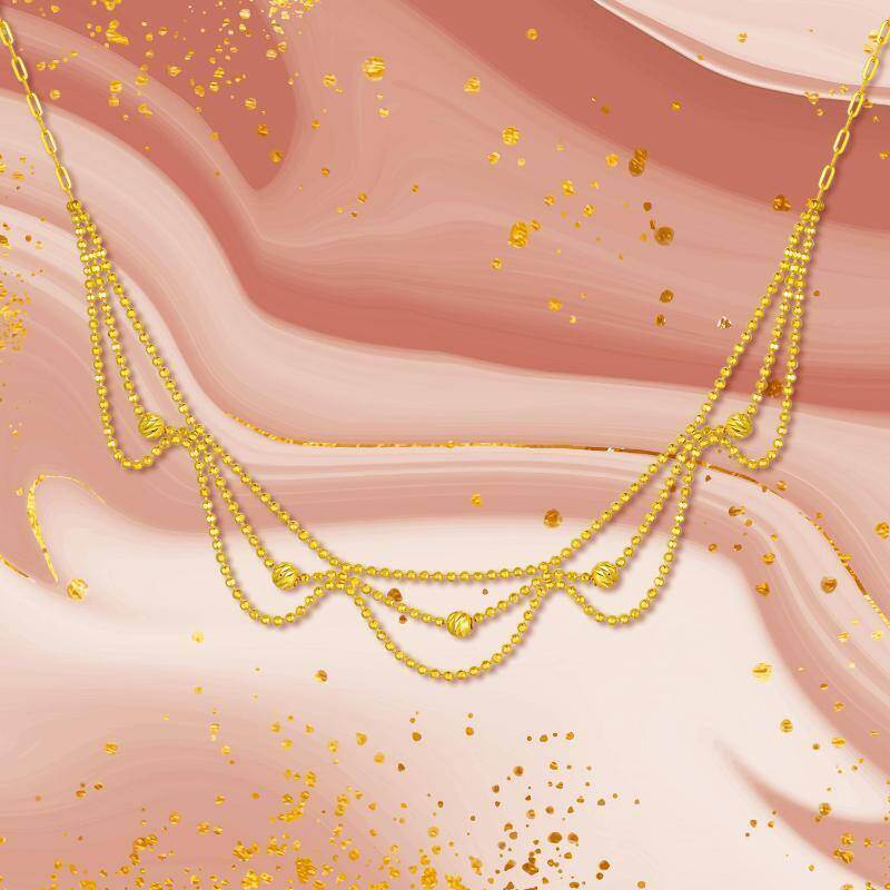 Naszyjnik choker z koralikami z różowego złota 18K-6