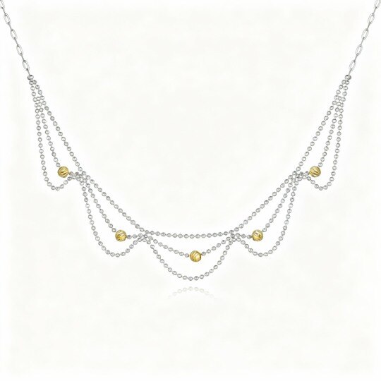 Collier ras du cou en métal et perles d'or blanc 10 carats