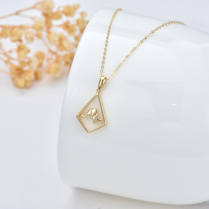 Collar de cuentas de oro de 10 quilates con forma de montañas para mujer-4