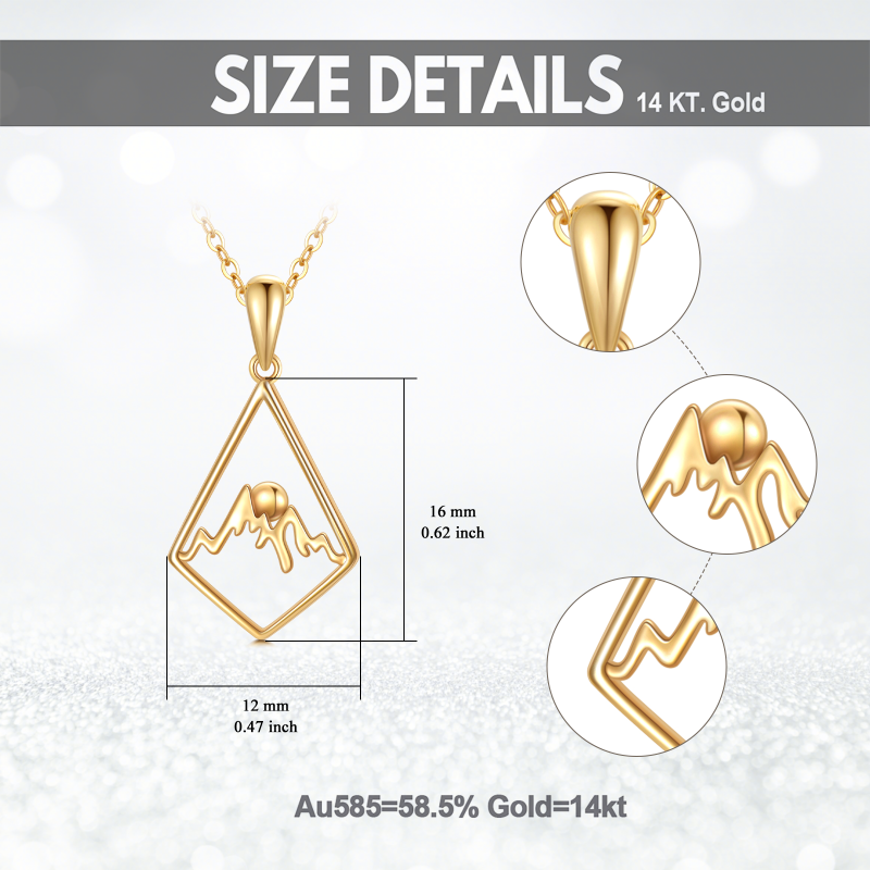 Collar de cuentas de oro de 10 quilates con forma de montañas para mujer-6