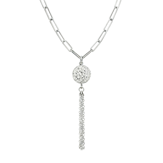 Collar con colgante de cuentas de oro blanco de 10 quilates