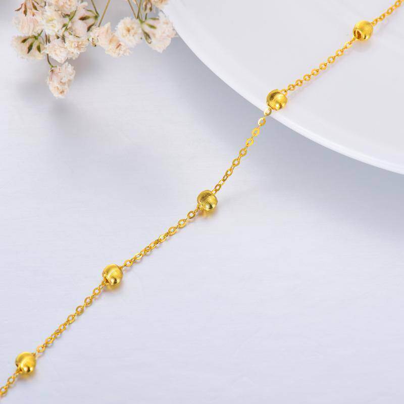 Pulsera de cadena con cuentas de oro de 18 quilates-4