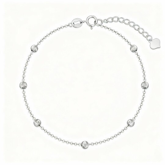 10K White Gold Bead Station Chain Bracelet