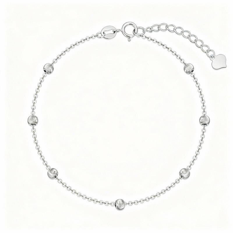 Pulsera de cadena con cuentas de oro blanco de 10 quilates-1