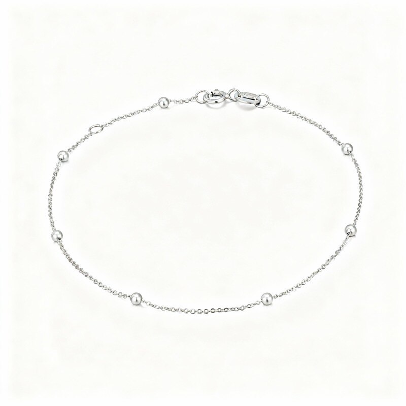 Bracelet à maillons en platine plaqué or blanc et perles.-1