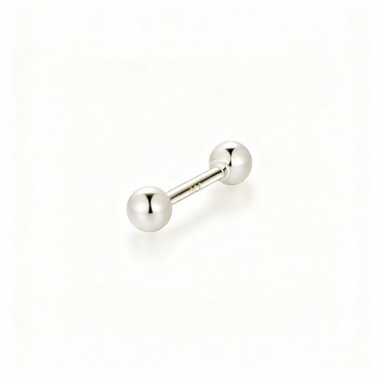 10K White Gold Bead Tongue Jewelry