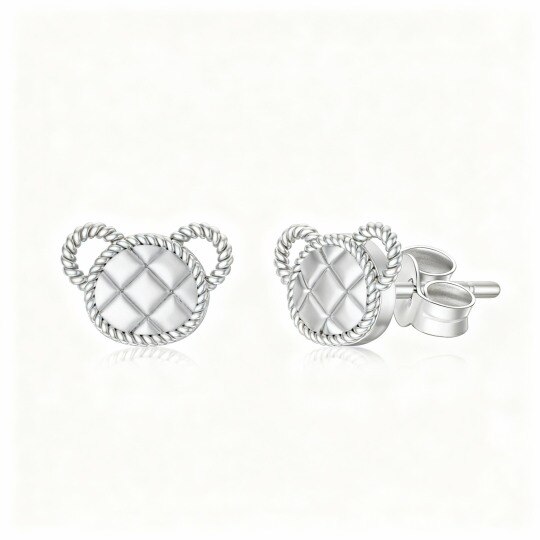 Pendientes de oso de oro blanco de 9 quilates