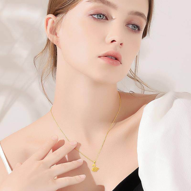 Collar con colgante de pájaro en oro rosa de 10 quilates-2