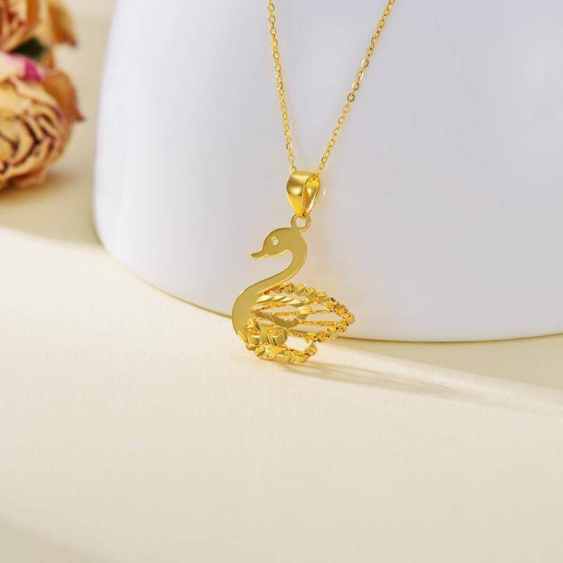 Collar con colgante de pájaro en oro rosa de 10 quilates-3