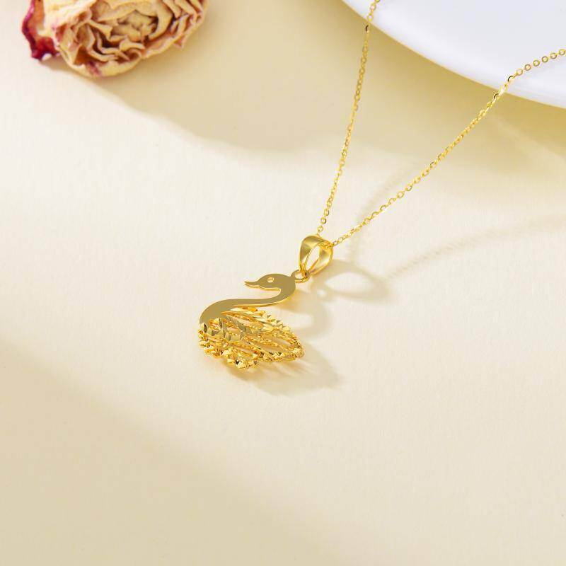 Collar con colgante de pájaro en oro rosa de 10 quilates-4