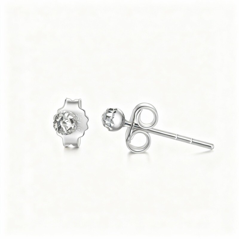 10K White Gold Birth Flower Drop Earrings-1