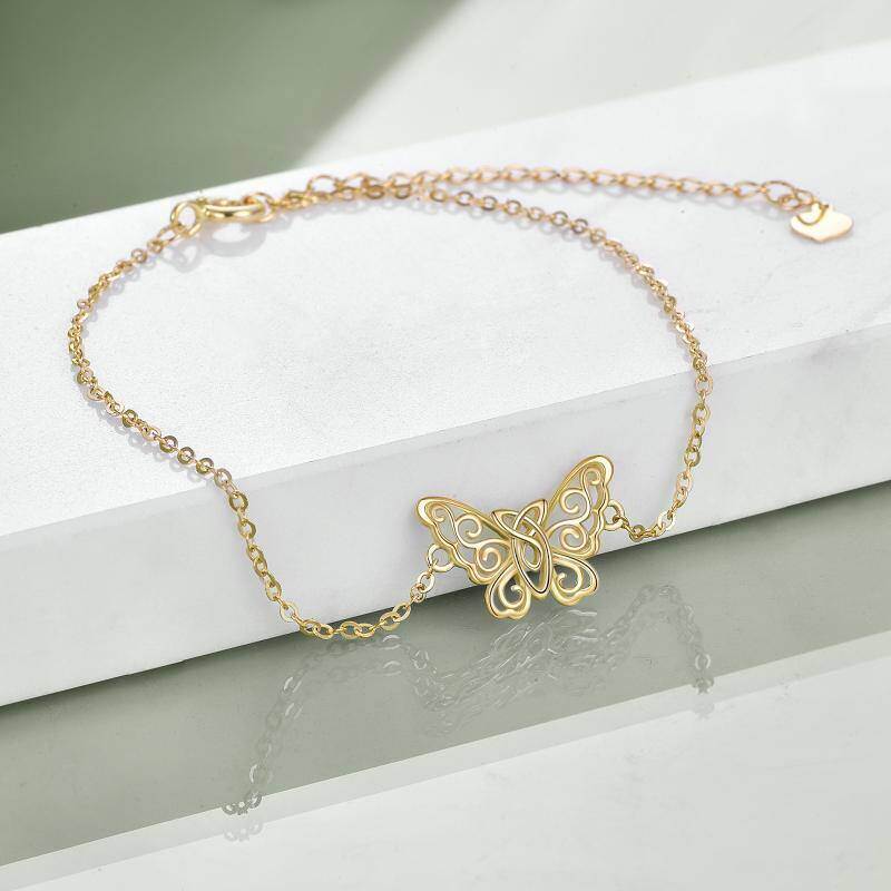 14K Gold Butterfly & Celtic Knot Charm Bracelet-3