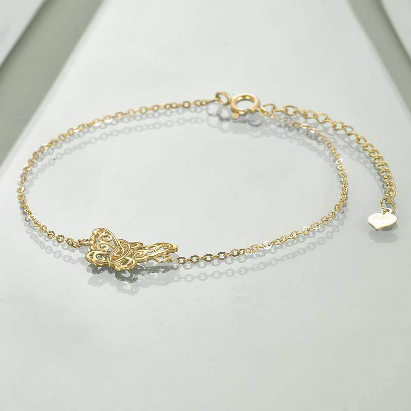 14K Gold Butterfly & Celtic Knot Charm Bracelet-4