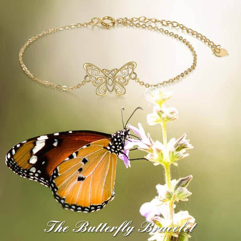 14K Gold Butterfly & Celtic Knot Charm Bracelet-5