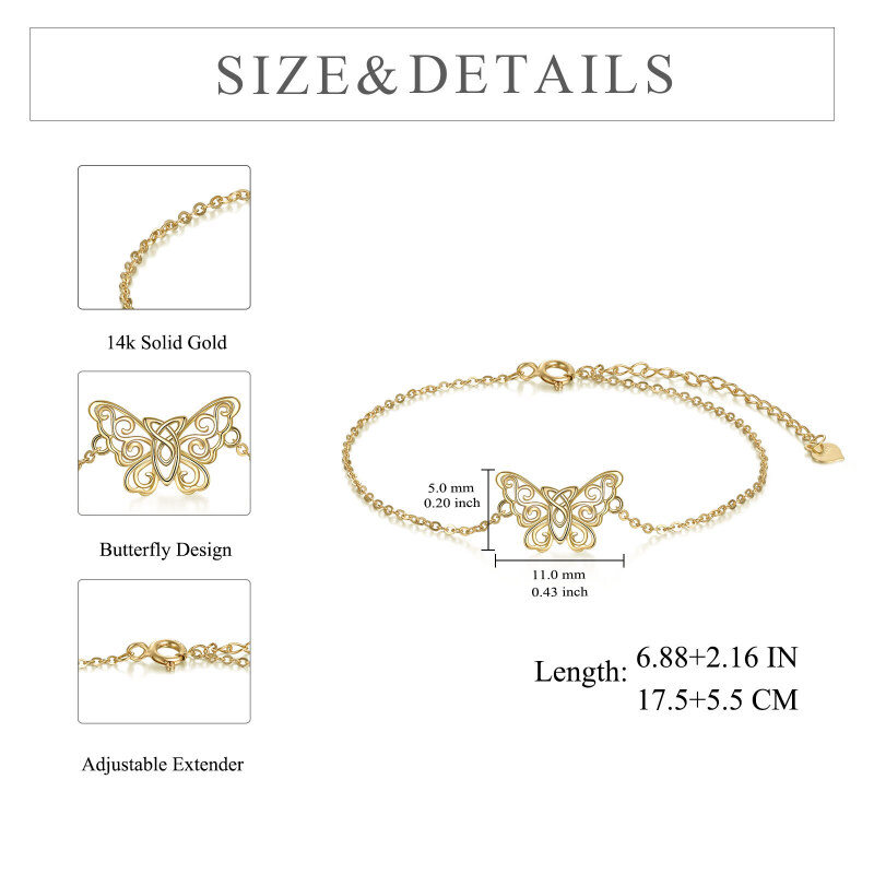 14K Gold Butterfly & Celtic Knot Charm Bracelet-6