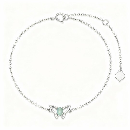 Pulsera con dije de mariposa de oro blanco de 10 quilates