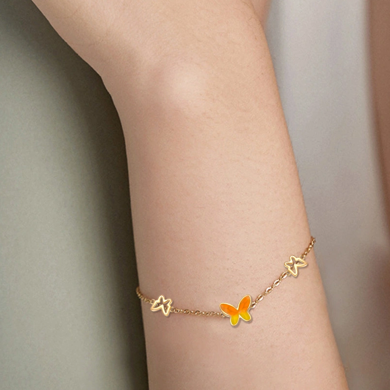Platinum with White Gold Plated Butterfly Charm Bracelet-2
