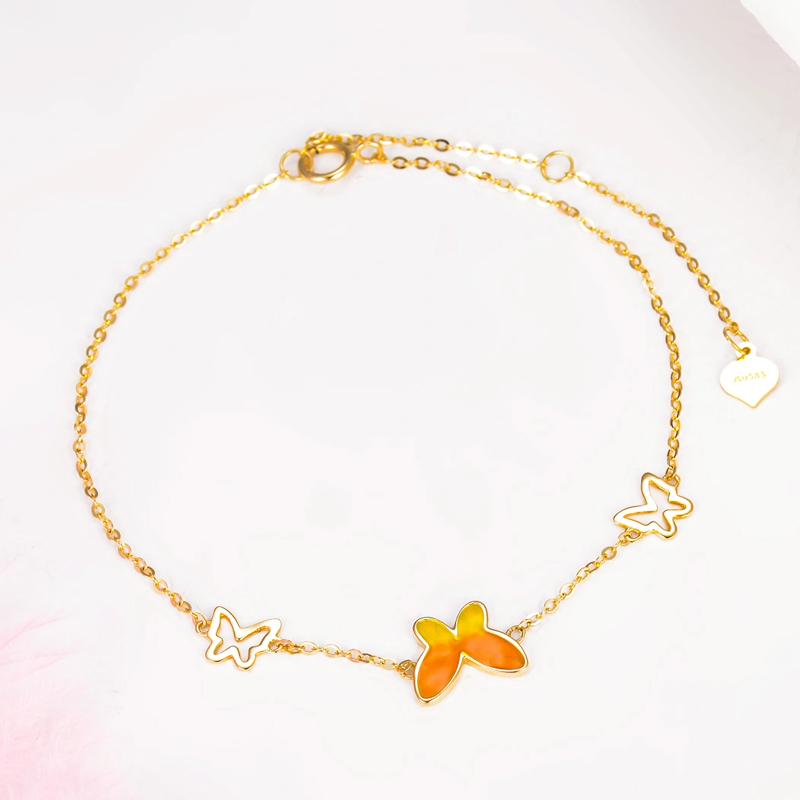 Platinum with White Gold Plated Butterfly Charm Bracelet-3